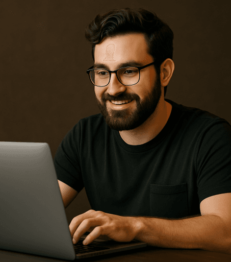 Developer working on laptop